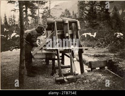 Wasserschöpfwerk in der Seissera beim kgl.ung.Lst.Baon Nr.1-7.Aufgenommen am 3,6.1916. Banque D'Images