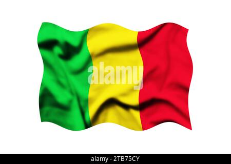 Agitant le drapeau DU MALI sur un fond transparent. rendu 3d. Masque inclus Banque D'Images