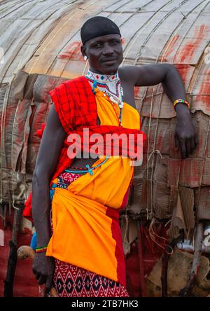 Portrait d'un membre de la tribu samburu, comté de Samburu, réserve nationale de Samburu, Kenya Banque D'Images