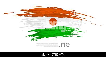 Drapeau du Niger. Coups de pinceau, grunge. Drapeau nigérian dessiné sur fond blanc. Conception de vecteur pour la fête nationale, affiche, modèle, lieu pour le texte Illustration de Vecteur