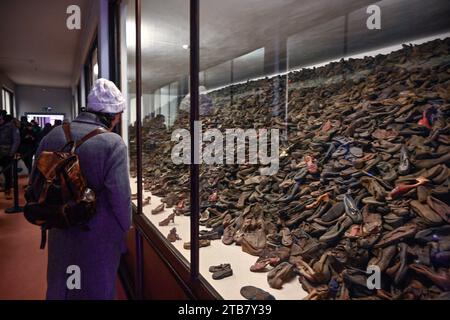 Pologne : sur le territoire des villes d'Oswiecim (Auschwitz en allemand) et de Brzezinka (Birkenau), appartient le camp de concentration d'Auschwitz-Birkenau Banque D'Images