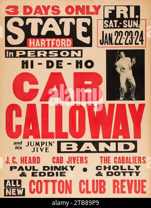 Affiche de jazz vintage - Cab Calloway 1943 Jumbo Window Card affiche de concert Banque D'Images