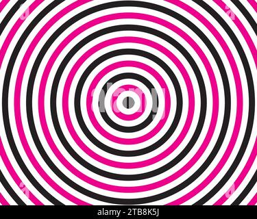 Noir avec illustration vectorielle d'arrière-plan d'illusion optique spirale rose Illustration de Vecteur