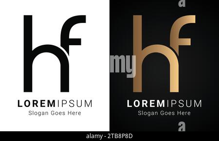 Design de logo de lettre de texte de luxe initial HF ou FH Monogram Illustration de Vecteur