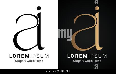 Design initial de luxe ai ou IA Monogram Text Letter logo Illustration de Vecteur