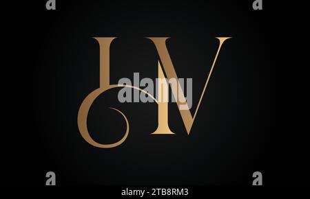 Logo de luxe initial VH ou HV Monogram avec lettre textuelle Illustration de Vecteur