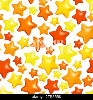 Jaune, rouge, orange étoiles 3d sur fond blanc Illustration de Vecteur