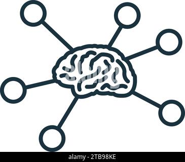 Icône de contour de carte heuristique. Panneau simple monochrome de la collection productivité. Icône de carte mentale pour logo, modèles, conception Web et infographie. Illustration de Vecteur