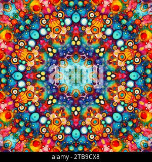 Une image artistique d'un motif abstrait vibrant sur le sol, avec une gamme de couleurs vives Banque D'Images