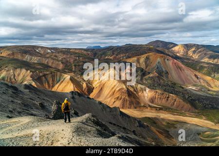 Vue d'ensemble spectaculaire de Landmannalaugar dans les hautes terres de l'Islande Banque D'Images