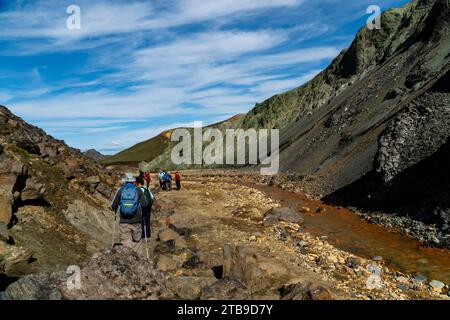 Vue d'ensemble spectaculaire de Landmannalaugar dans les hautes terres de l'Islande Banque D'Images