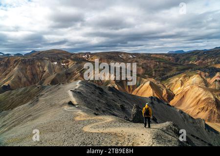 Vue d'ensemble spectaculaire de Landmannalaugar dans les hautes terres de l'Islande Banque D'Images