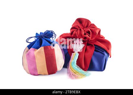 Bonne image du nouvel an de la Corée, sac chanceux et paquet Banque D'Images