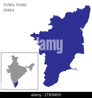 Tamil Nadu mis en évidence dans Inde illustration vectorielle de carte Illustration de Vecteur