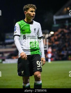 BRADFORD, ROYAUME-UNI. 5 décembre 2023. TROPHÉE EFL : Bradford City AFC v Liverpool FC under 21s. Mateusz Musialowski du Liverpool FC Credit Paul B Whitehurst/Alamy Live News Banque D'Images