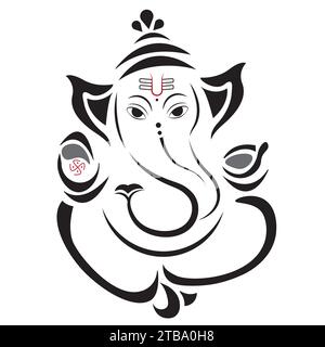 dieu hindou Vinayagar ou Ganesha illustration vectorielle de contour noir et blanc Illustration de Vecteur