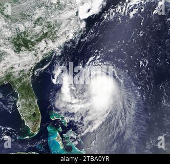 20 août 2021 - vue satellite de la tempête tropicale Henri au sud-est de Charleston, Caroline du Sud Banque D'Images