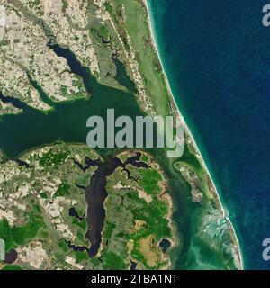 Vue satellite de l'île de Bodie. Banque D'Images
