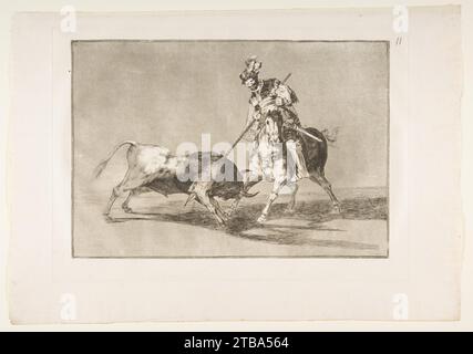 Planche 11 de 'la Tauromaquia' : le campeador CID lance un autre taureau 1921 de Goya (Francisco de Goya y Lucientes) Banque D'Images