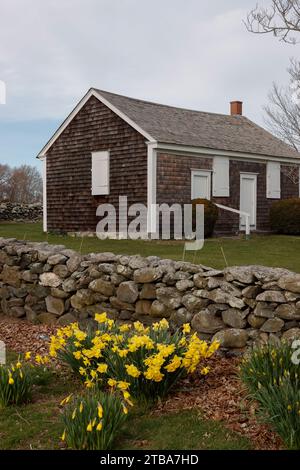 Commencé en 1684 par les Quakers de Newport. Situé sur Windmill Hill à Jamestown, ri.Un bâtiment rectangulaire simple avec des bardeaux extérieurs. Le Jamestown Banque D'Images