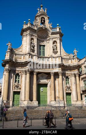 Basilique de la Collegiataat Catania, Sicile, Italie Banque D'Images