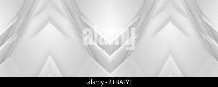 Large arrière-plan abstrait de luxe avec lignes de dégradé argentées flèches et ombres triangulaires. Grande bannière moderne couleur argent clair avec angles Illustration de Vecteur