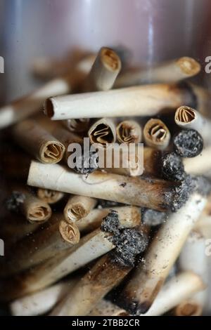 Beaucoup de conseils de joints fumants en verre transparent macro cannabis médical cretan super citron brume gros plan et fonds d'écran en super fine haute Banque D'Images