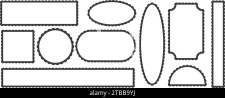 Formes de cadres à bords festonnés. Cercle rectangle ovale et bordure carrée avec motif de dentelle mignon. Collection décorative vectorielle Illustration de Vecteur