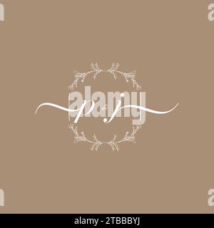 Logo d'écriture PJ de signature initiale, mariage et conception de concept de mode Illustration de Vecteur