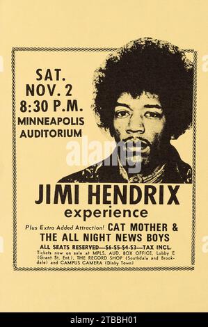 The Jimi Hendrix Experience, 2 novembre 1968 - Auditorium de Minneapolis, Minnesota - bec de poing de concert de rock Banque D'Images