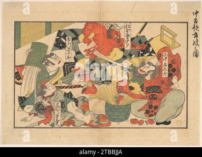 L'Avent d'un démon ; scène d'une performance dans un ancien théâtre Kabuki 1922 par un artiste non identifié Banque D'Images
