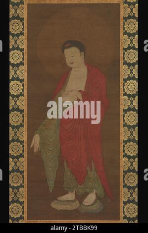 Bouddha Amitabha descendant de sa Terre pure 1980 par artiste non identifié Banque D'Images