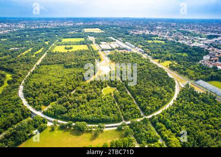 Monza course vue aérienne du circuit près de Milan, région Lombardie de l'Italie Banque D'Images