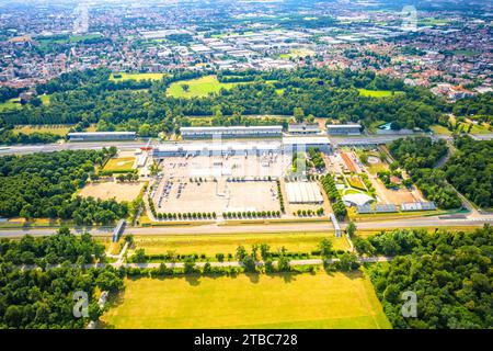 Monza course vue aérienne du circuit près de Milan, région Lombardie de l'Italie Banque D'Images