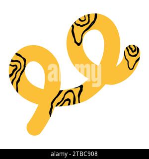 Naïf Squiggle jaune avec motif abstrait noir dessinés à la main des lignes de doodle sur un fond blanc. Dessin de style tendance abstrait créatif et moderne backgro Illustration de Vecteur