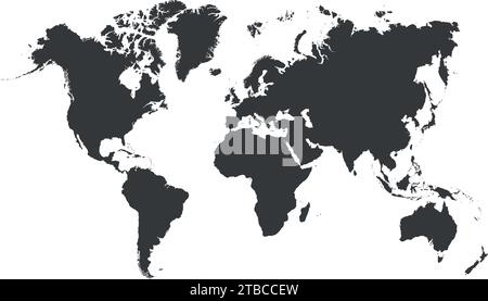 Carte du monde vierge grise. Illustration de Vecteur