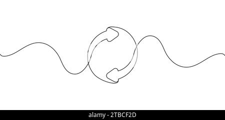 Cadre rond avec des flèches, vecteur abstrait icône de flèche de dessin de ligne continue. Recycler Illustration de Vecteur