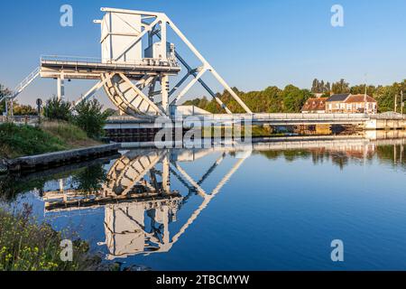 Pegasus Bridge, Bénouville, Calvados, Basse-Normandie, France Banque D'Images