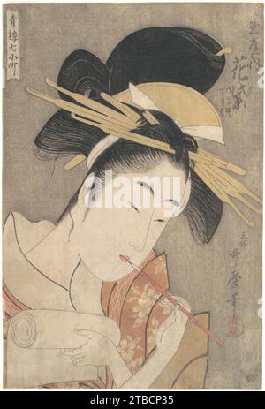 Hanamurasaki du Tamaya, de la série sept Komachi des quartiers de plaisance (Seiro Nana Komachi) 1920 de Kitagawa Utamaro Banque D'Images