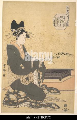 L'Oiran Hanaogi d'Ogiya, de la série six Jewel Rivers (Mutamagawa) 1936 de Kitagawa Utamaro Banque D'Images
