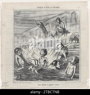 Aux bains de quatre penny, extrait de 'Summer sketches', publié dans le Charivari, 12 août 1865 1953 par Aaron Martinet Banque D'Images