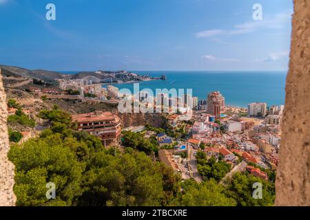 Cullera Espagne vue de la ville et de la côte à la mer méditerranée depuis le château Banque D'Images