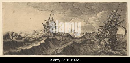 Navire de guerre dans le creux d'une vague 1924 par Venceslaus Hollar Banque D'Images