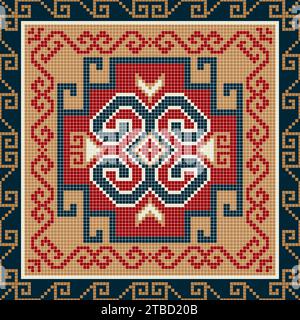 Motif vectoriel de broderie d'art populaire géorgien traditionnel Illustration de Vecteur