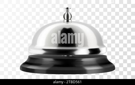 Cloche de service de l'hôtel couleur argent. Vue avant. Illustration vectorielle réaliste 3d isolée sur fond blanc. Illustration de Vecteur