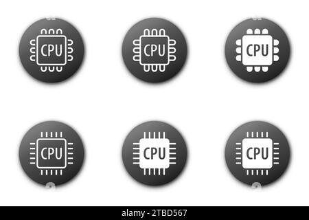 Icônes de processeur définies. Icône CPU. Illustration vectorielle Illustration de Vecteur