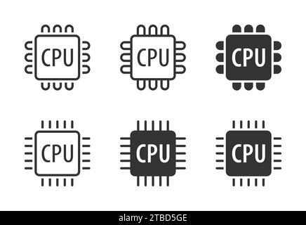 Icônes de processeur définies. Icône CPU. Illustration vectorielle Illustration de Vecteur