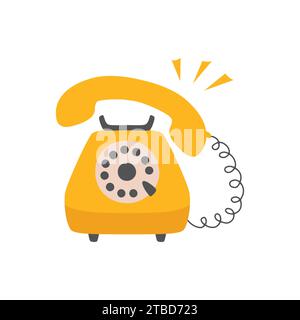 Vieux vecteur de téléphone jaune vintage. Icône de téléphone rétro isolée. Illustration de Vecteur