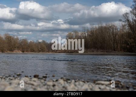 Rivière Mura (mur) au début du printemps, Slovénie, Europe Banque D'Images