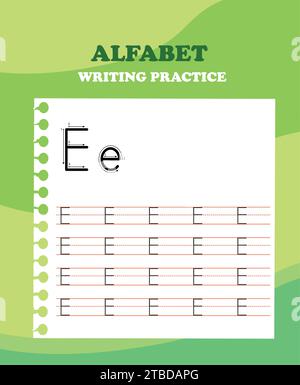 Feuille de calcul de traçage des lettres alphabétiques avec toutes les lettres alphabétiques. Pratique de base de l'écriture pour les enfants de maternelle Illustration de Vecteur